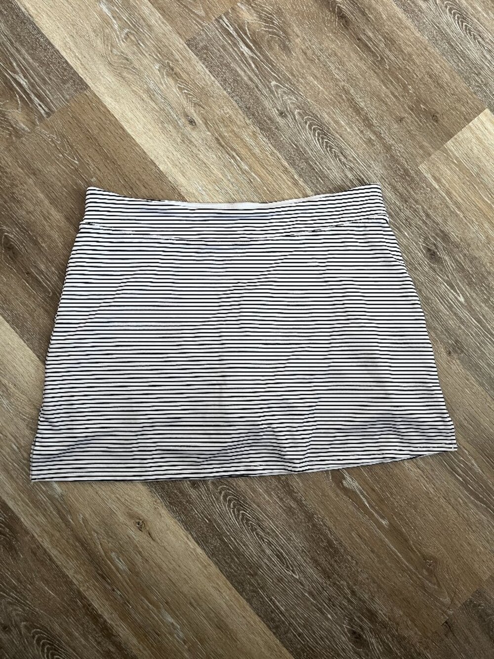 Black and White Striped Skort Workout Skirt with Shots Underneath